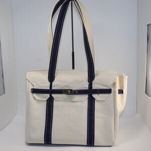 Handmade Upcycled Boat and Tote Bag – Navy Trim‎ – Brand New